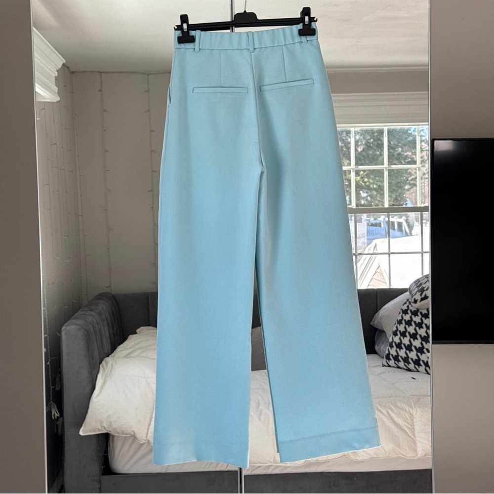 Abercrombie & Fitch Sloan Tailored Wide Leg Pant in Light Blue - Picture 6 of 10
